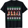 Cute Christmas Puppy Dogs - Xmas Hats - Cute Dog Paw Prints T-Shirt