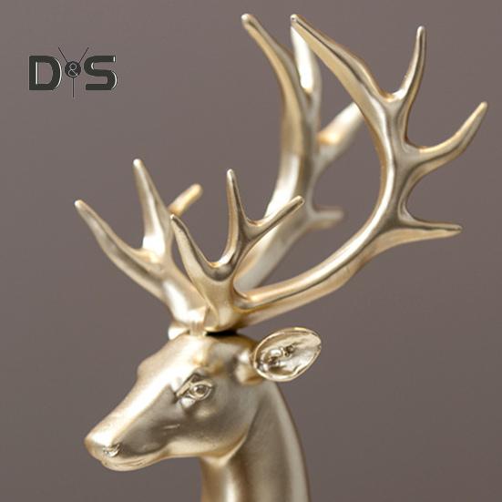 2 шт., парная фигурка оленя, стоящая, лежащая, статуя оленя из смолы, скульптура лося, рождественская, для домашнего офиса, книжной полки, украшения для рабочего стола, орнамент