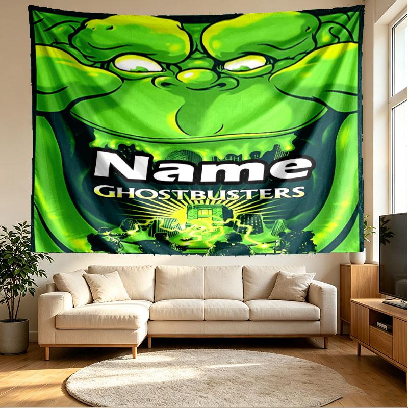 Custom Name Personalized Ghostbusters Print Tapestry, Wall Art Decor, Bedroom, Dorm, Apartment, LivingRoom, Party Backdrop, Gift for Birthday