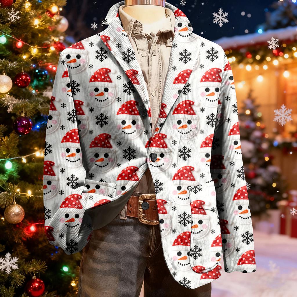 Мужской уродливый рождественский вельветовый теплый карманный пиджак-кардиган, мужской повседневный костюм