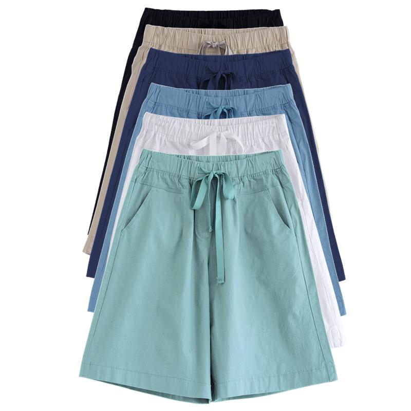 Women's Five-point Pants Loose Shorts Summer Thin Section High Waist Large Size Casual Pants Wide-leg Five-point Pants
