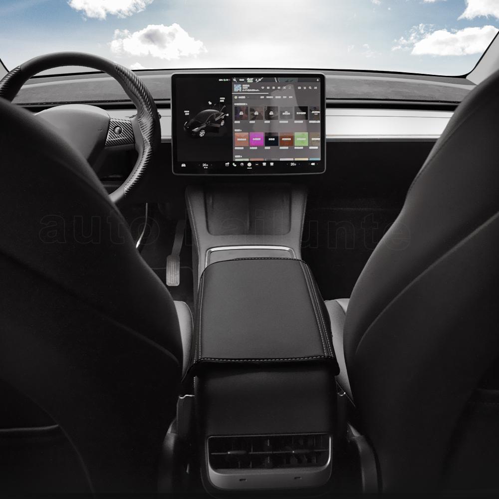 For Tesla Model 3 Model Y 2023-2017 Car Armrest Box Cover Black Central Control Armrest Decoration Interior Car