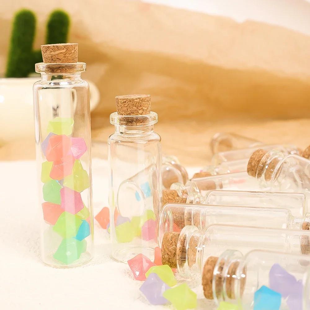 10Pcs Mini Clear Glass Bottles with Cork Stopper Wishing Drifting Bottles Wedding Party Decor DIY Craft Glass Spice Jars Vials