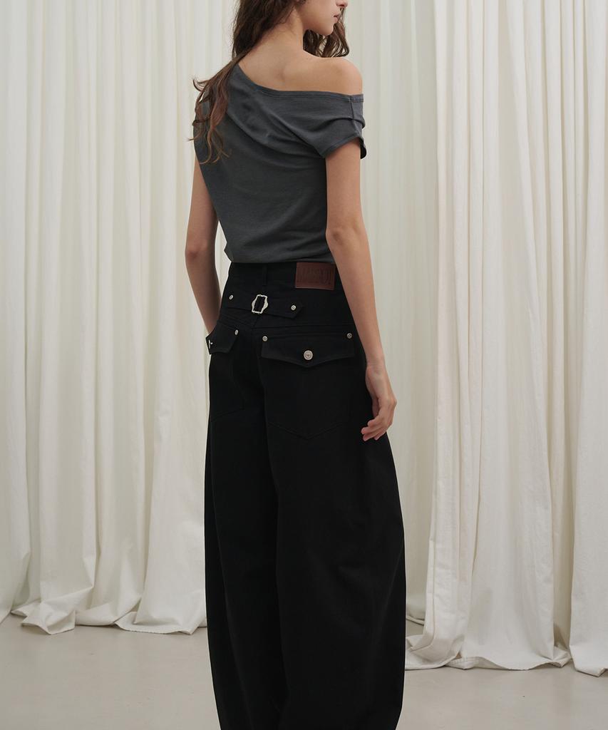 MARROT Curved Cotton Pants_Black