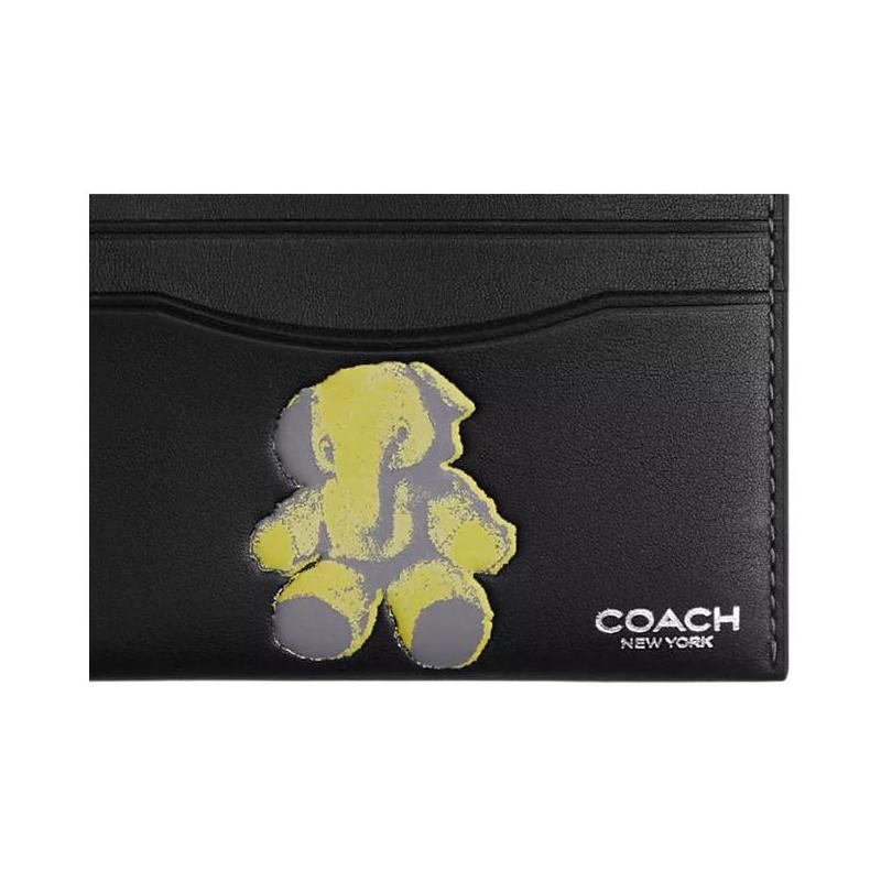 Coach Элли 10 держатель для карт из коровьей кожи с рисунком слона мужской черный черный