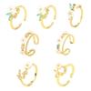 Unique Gold Color Flower Ring Exquisite Design Sparkling Inlaid Open-end Ring Sweet Crystal Zirconia Ring Vacation Accessories