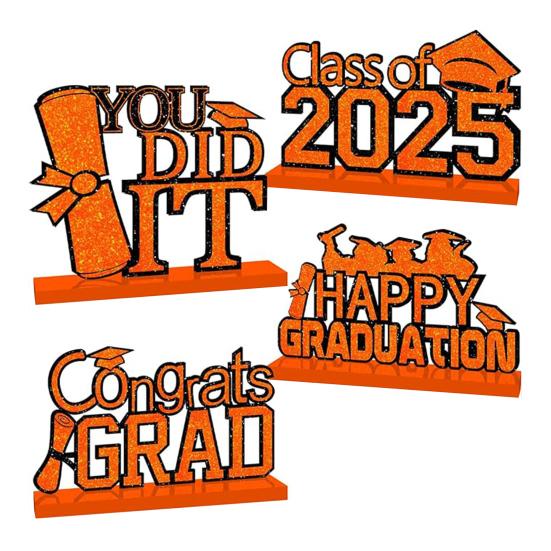 4 шт. центральные украшения для выпускного стола 2025 года, деревянные таблички с поздравлениями с выпускным, украшения для многоярусного подноса, декор выпускного вечера