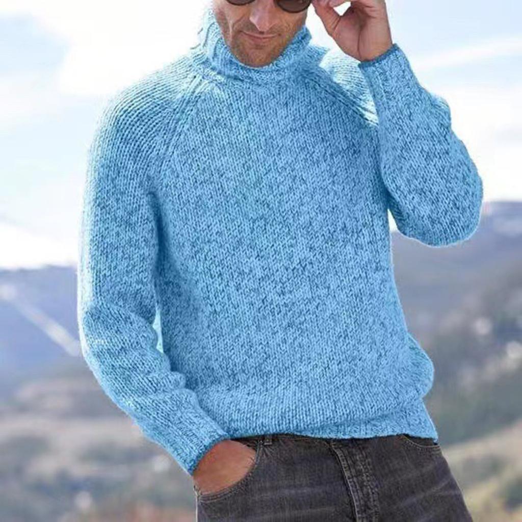 Men's Fashion Knitting Pullover Long Sleeves Loose Flip Collar Sweater