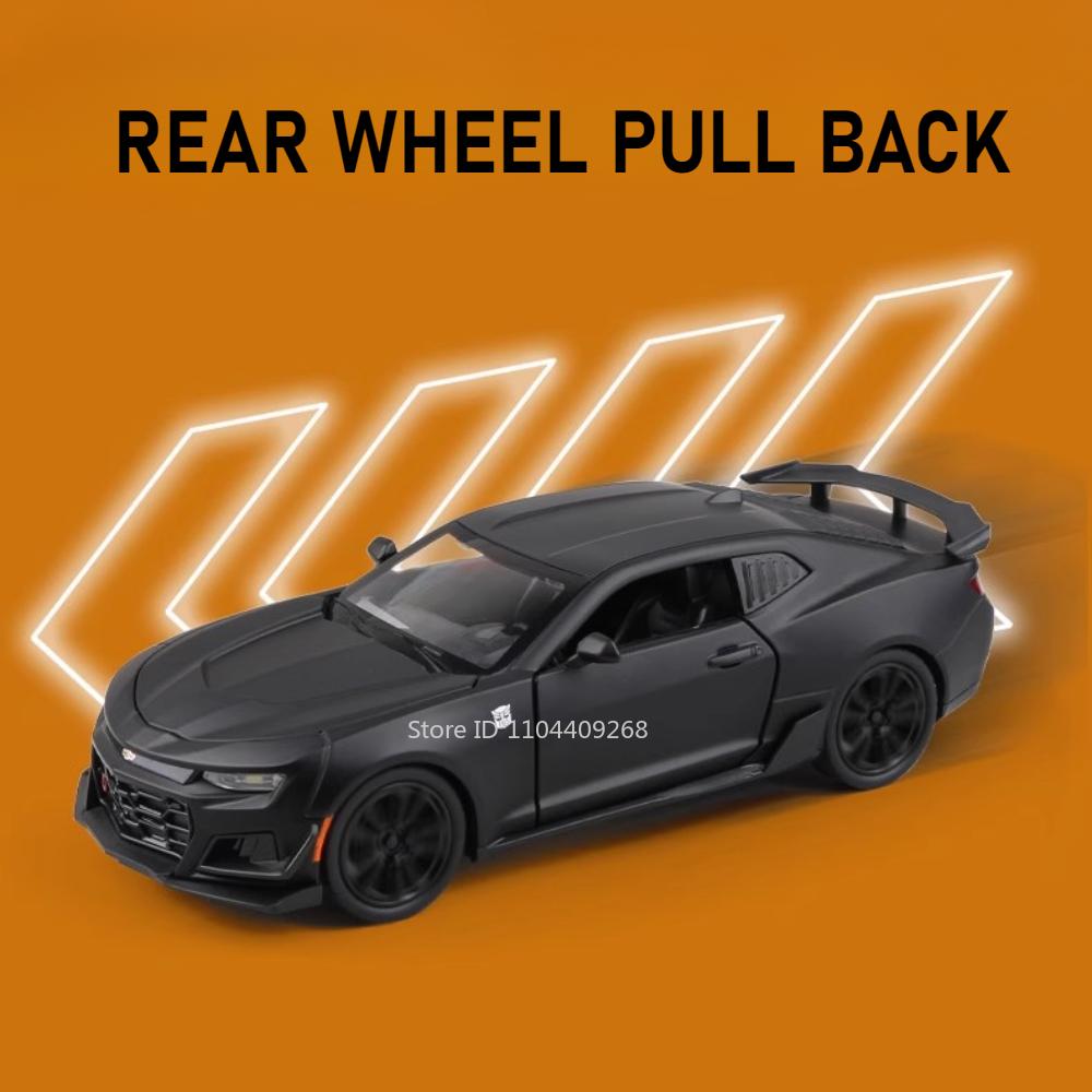 Scale 1:24 Camaro Lykan Sports Car Model Toy Diecast Metal Music Light Pull Back Miniature Supercar Models Good Gift for Friends