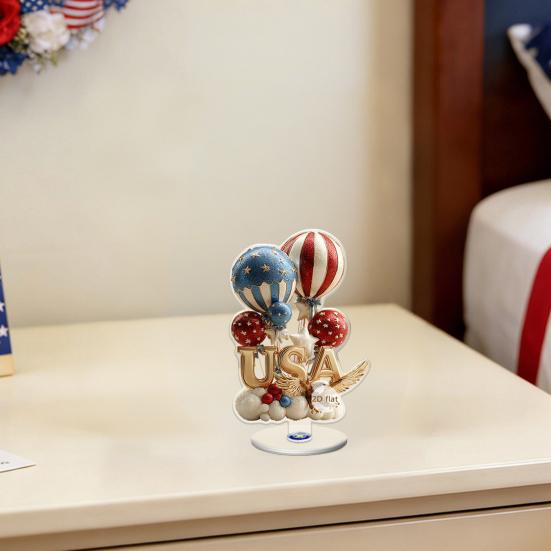 Eagle Tabletop Ornament, 360° Spinning Patriotic Acrylic Display with American Flag & Stars, High-Definition July 4th Independence Day Decor for