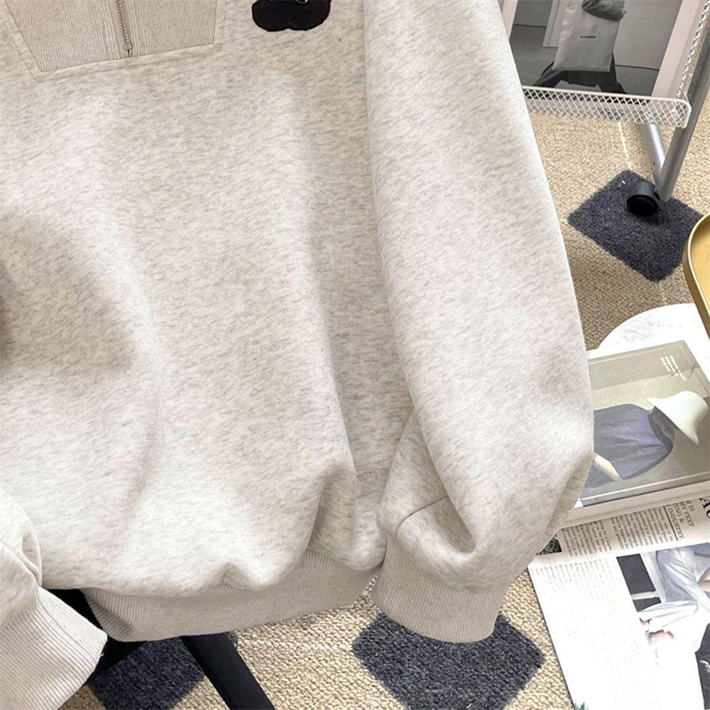 Толстовка для женщин из хлопка, свободная, большого размера, с V-образным вырезом, удобная повседневная, свитшот