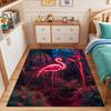 Neon Flamingo in Tropical Jungle Scene Patterned carpet, suitable as a non slip play mat for the living room and bedroom sofa