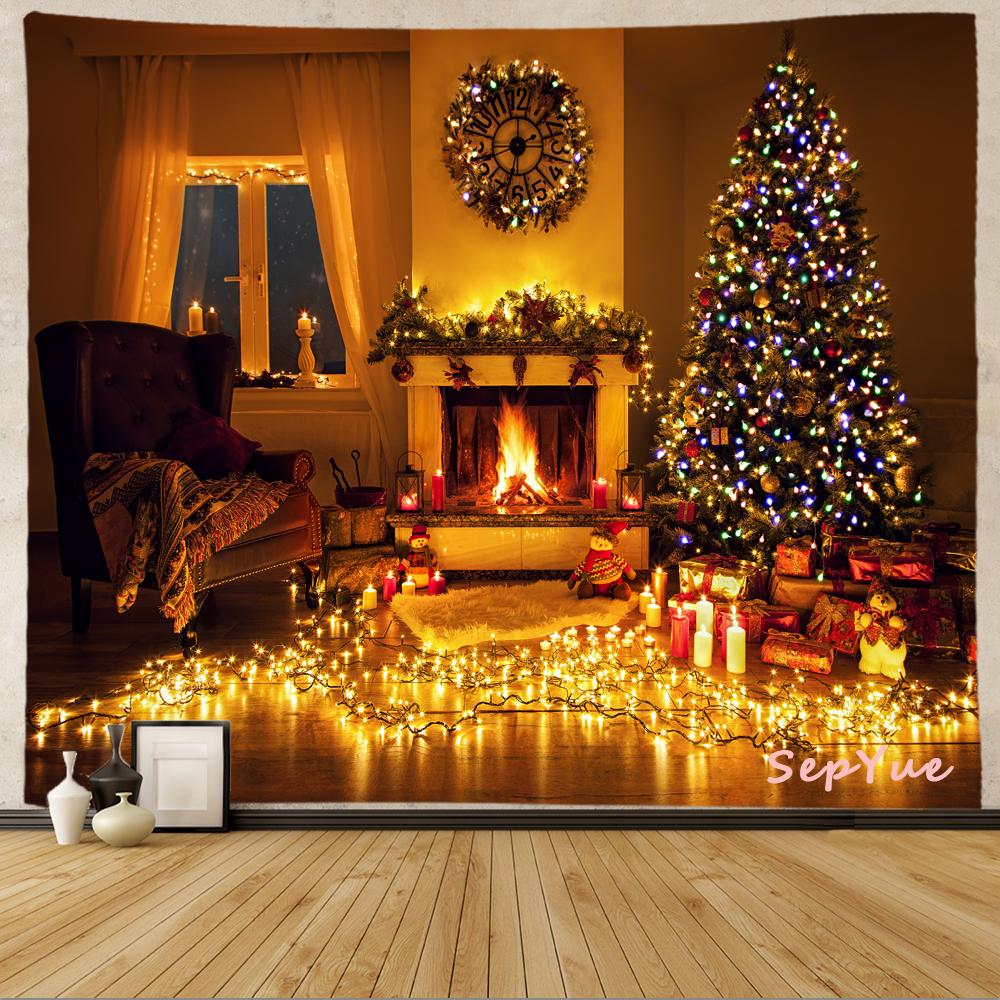 SepYue рождественские носки каминная елка праздничное украшение гобелен с принтом хиппи винтажный большой 3d тканевый настенный гобелен