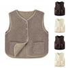 Женский жилет из флиса Тедди Зимние теплые жилеты без рукавов Удобный однотонный жилет из плюша Короткая куртка Свободный жилет из флиса Плюшевый жилет Верхняя одежда