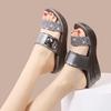 Модные женские сандалии с пайетками летние ретро туфли на высоком каблуке танкетке модные уличные яркие кожаные удобные повседневные сандалии с открытым носком