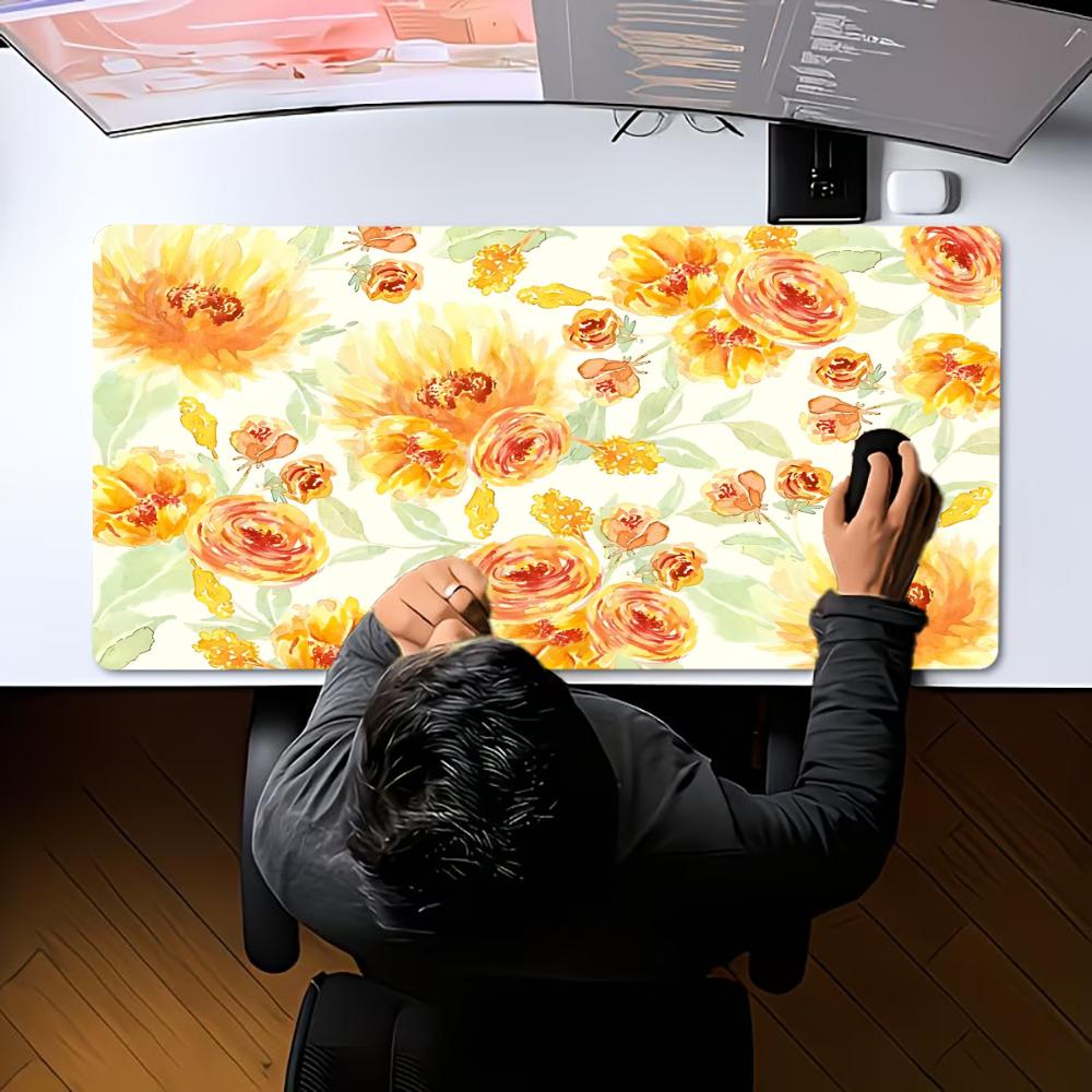 Aesthetic Floral Flower Large Gaming Mouse Pad XXL Botanical Desk Mat Non-Slip Rubber Keyboard Mat PC Gamer Office Desk Pad