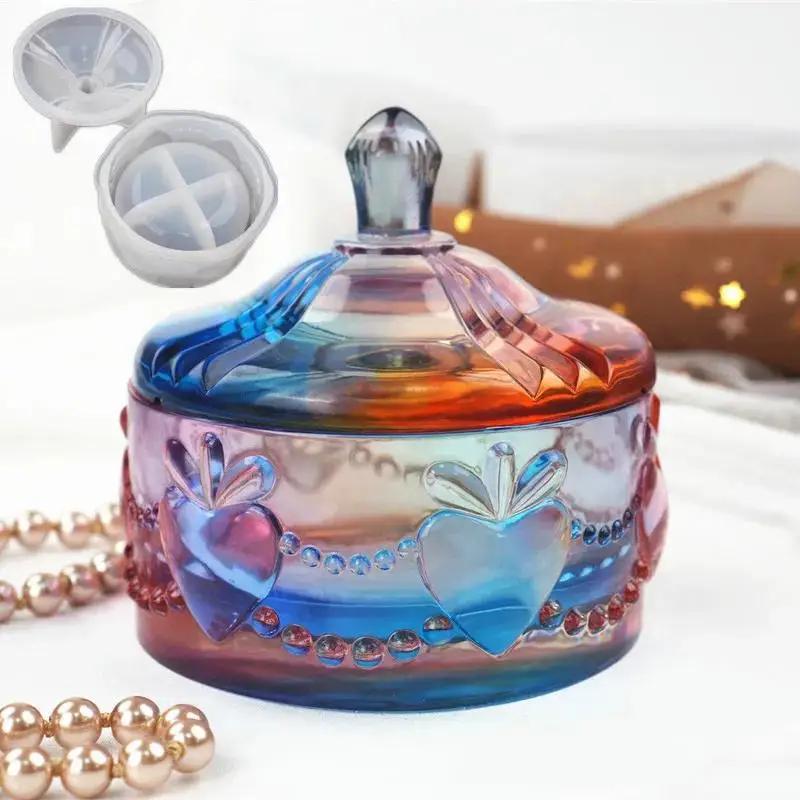 Новая полезная форма для хранения из эпоксидной смолы с кристаллами, сделанная своими руками, милая чашка любви, шкатулка для драгоценностей, силиконовая форма-зеркало, силиконовая форма, форма для искусства, форма для выпечки