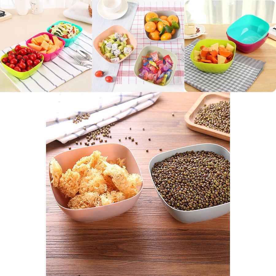 Универсальная квадратная фруктовая тарелка из пищевого пластика, красочная сервировочная миска, конфетница