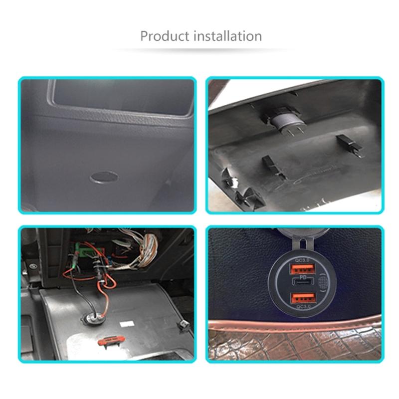 Автомобильное зарядное устройство с 3 портами USB, Quick Charge 3.0, PD, быстрая зарядка, с кнопкой включения/выключения