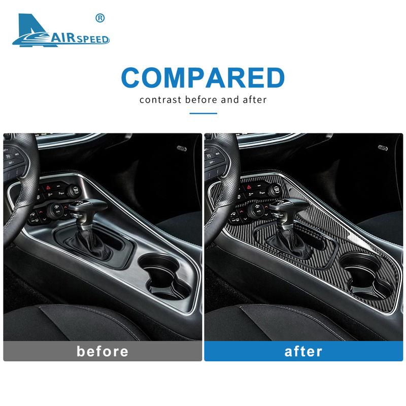 Real Soft Carbon Fiber Sticker for Dodge Challenger 2015 2016 2017 2018 Interior Car Gear Shift Panel