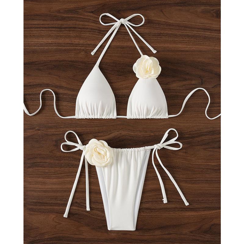 Новый купальник-бикини с 3D-цветком 2024: Женский сексуальный купальник-треугольник в европейском и американском стиле