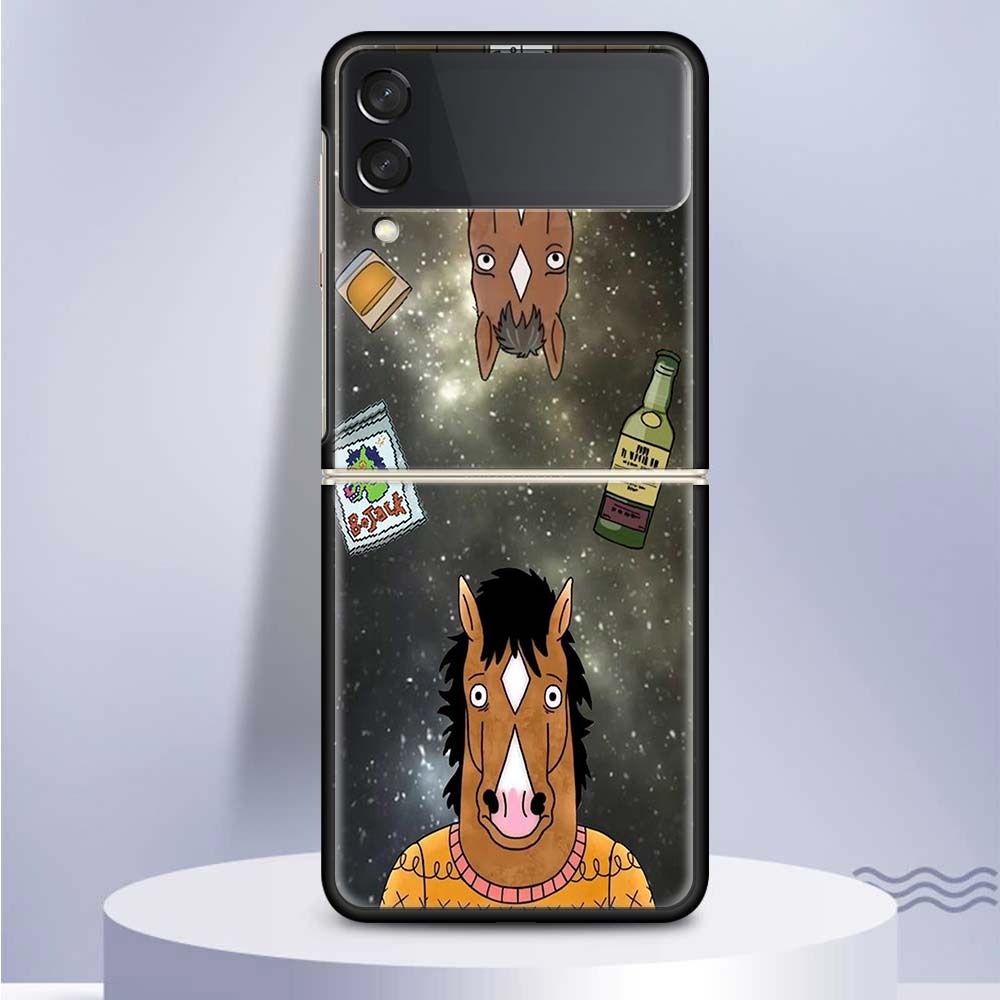 Чехол для телефона Samsung Galaxy Z Flip 5 4 3 5G с изображением мультфильма B-BoJack Horsemans, черный, твердый чехол ZFlip 5 4 3, роскошный противоударный бампер C