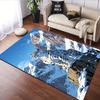 "Snow Leopard in Mountain Landscape" Patterned carpet, suitable as a non slip play mat for the living room and bedroom sofa