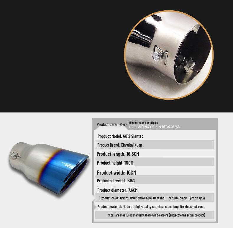 Stainless Steel Piano Black Exhaust Tailpipe for Prado, Reiz, Camry, RAV4, S6, and Civic.