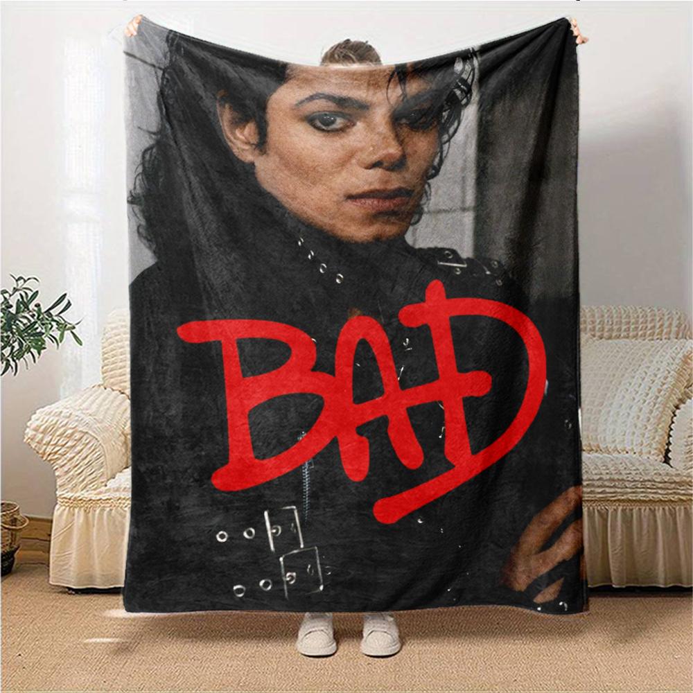 1Pc Michael Jackson Bad Album Cover Blanket Soft Throw Blanket For Home Bedroom Bed Sofa Travel Office Solid Christmas Blanket