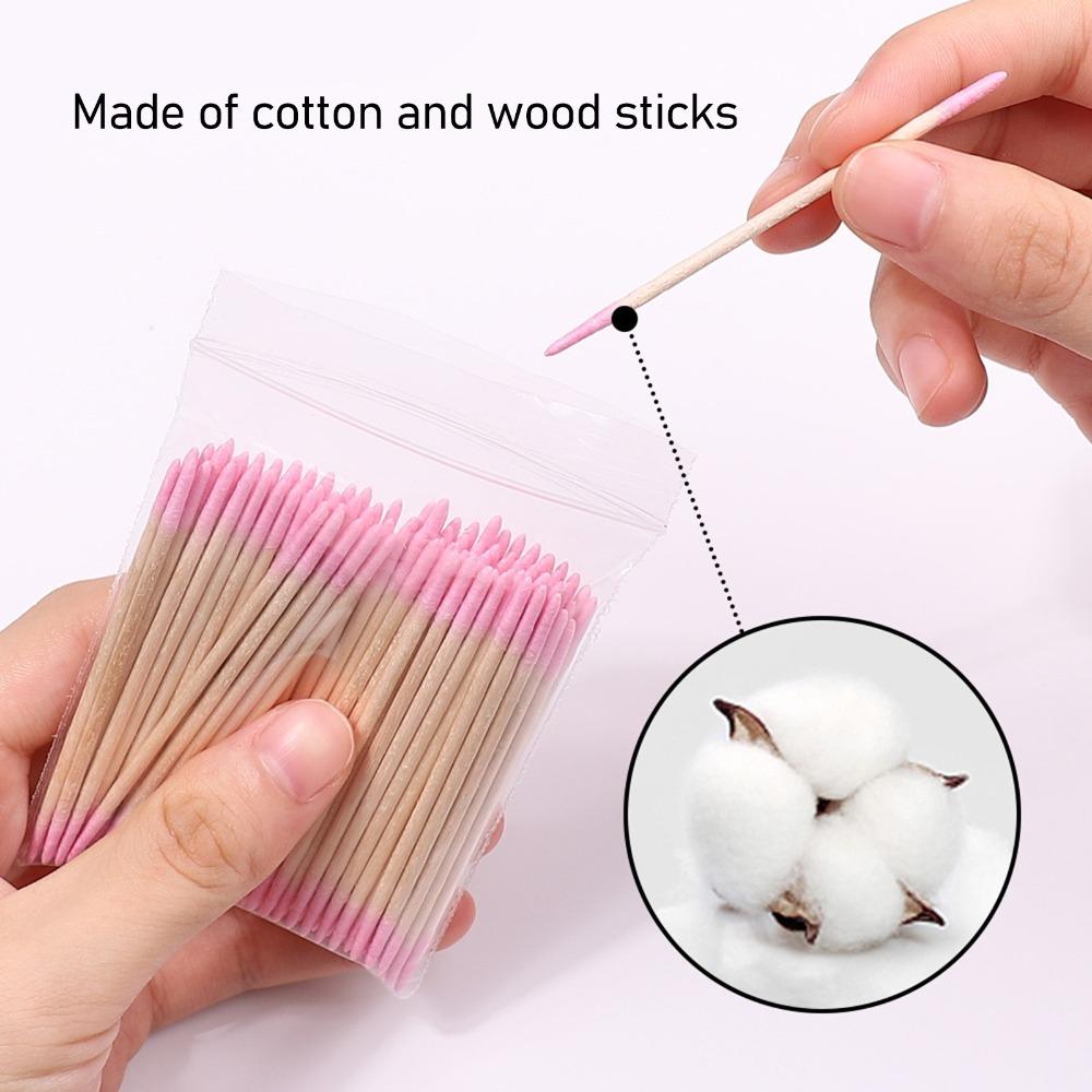 10 Bags Wooden Stick Body Double Pointed Cotton Swabs Eyeliner & Cosmetic Touch-Up Work