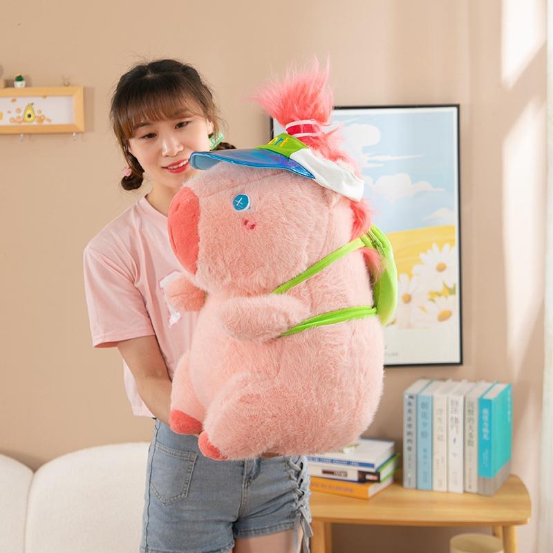 Розовая сидящая кукла капибара плюшевая игрушка мягкая весенняя прогулка тип мультфильм животное плюшевый милый толстый умиротворяющий подарок