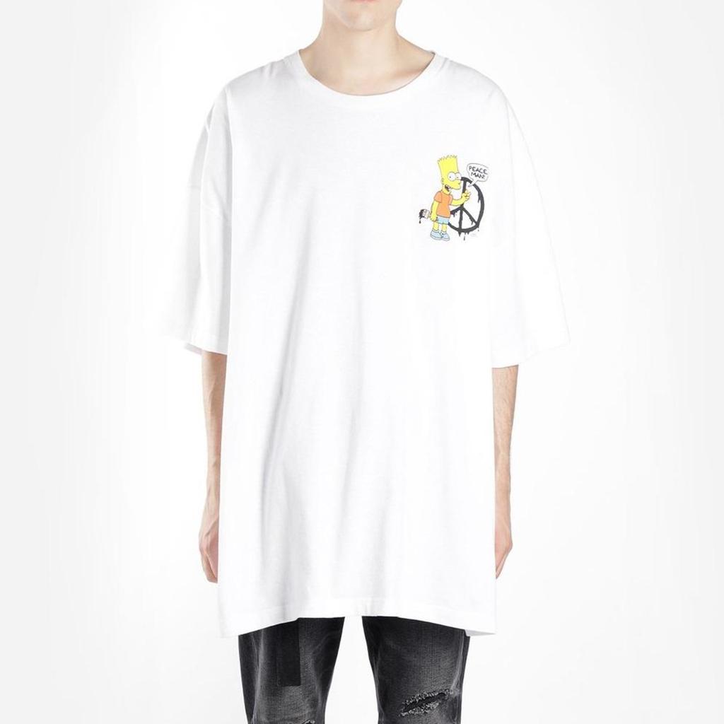 Off-White Bart Peace Oversized T-Shirt White Men Tops OMAA066S191850340188