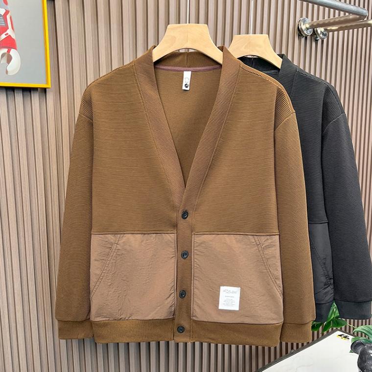 Спокойный, высокого класса, темпераментный, ретро, темно-кофейный цвет, свитер с V-образным вырезом, кардиган, пальто, мужской, весенне-осенний, повседневный свитер для мужчин