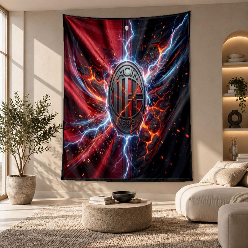 Decorative Tapestry,AC Milan Printed Wall Art, Lightweight Wall Hanging For Bedroom Background