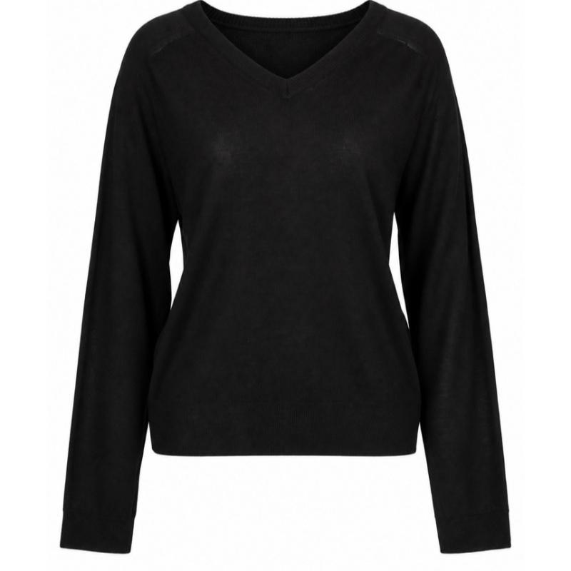 Shop Women S Korean Vneck baSic PLain SeaSonaL L S Knit Top Brown Frb Wkn260