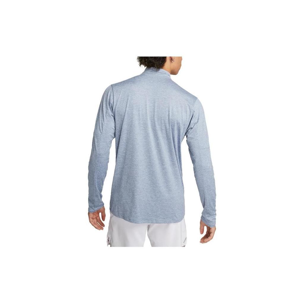 Nike Однотонная футболка с круглым вырезом и полумолнией, длинный рукав, мужские топы, серый цвет DD4756-493