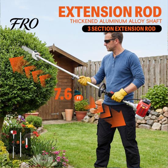 Gas Powered Chainsaw Pole Saw, 26CC Extendable Reach to 9.8FT, 2 Saw Cycle Powerful for Outdoor Tree Trimming Power