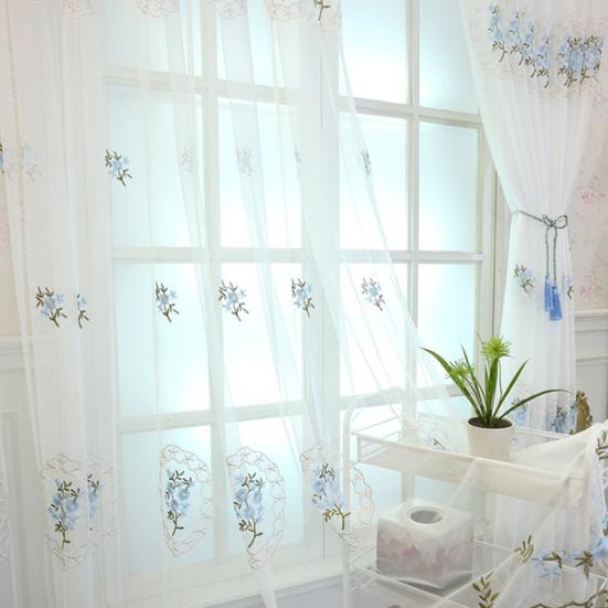 Yousheng Sheer Curtain Цветочная вышитая полупрозрачная ткань рассеивает свет Домашний декор Оконные шторы для гостиной