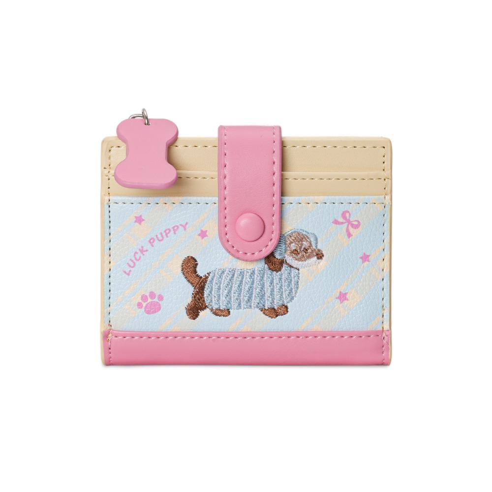 Ultra Thin Embroidery Sausage Dog Wallet Purse Coin Pouch Simple Card Bag  Card Storage Bag
