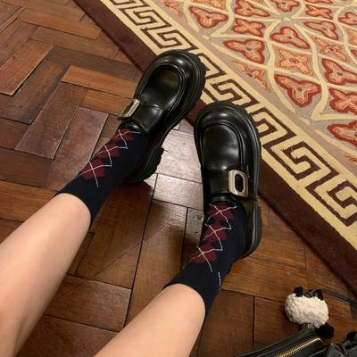 Версия из овчины~ Кожаные туфли-лоферы на платформе-маффин в студенческом стиле, женские, в британском стиле, ретро, маленькие кожаные туфли, одинарная обувь