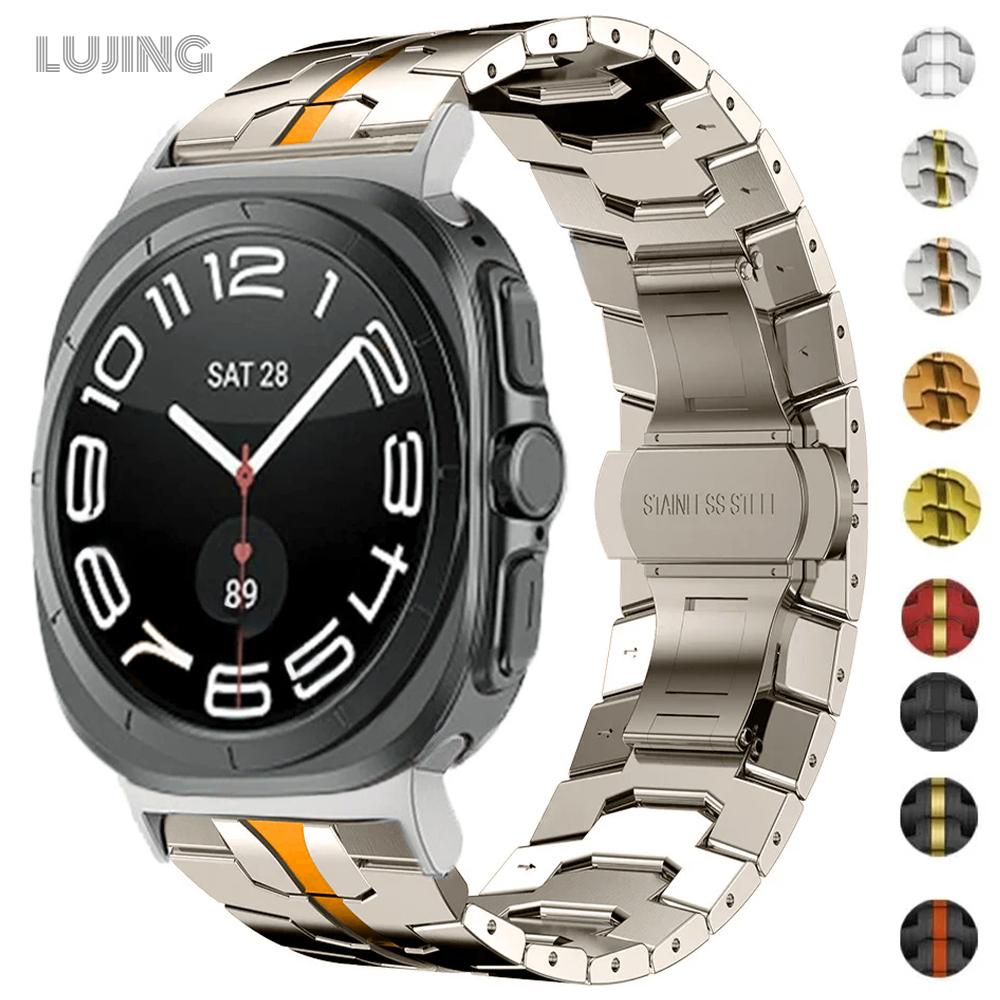 Ремешок цвета ультратитана для Samsung Galaxy Watch 7 Ultra 47 мм, ремешок без зазоров, изогнутый конец, металлический браслет для GALAXY 7 47 47 мм, ремешок Correa