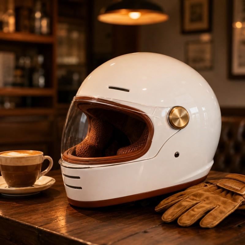 3C Certified Retro Motorcycle Full Face Helmet Men Women Cruiser ABS All Season