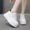 Small Thick-soled Inner Height Increase Casual Board Shoes Women's 2025 Spring New Popular Lace-up Muffin Little White Shoes Single Shoes