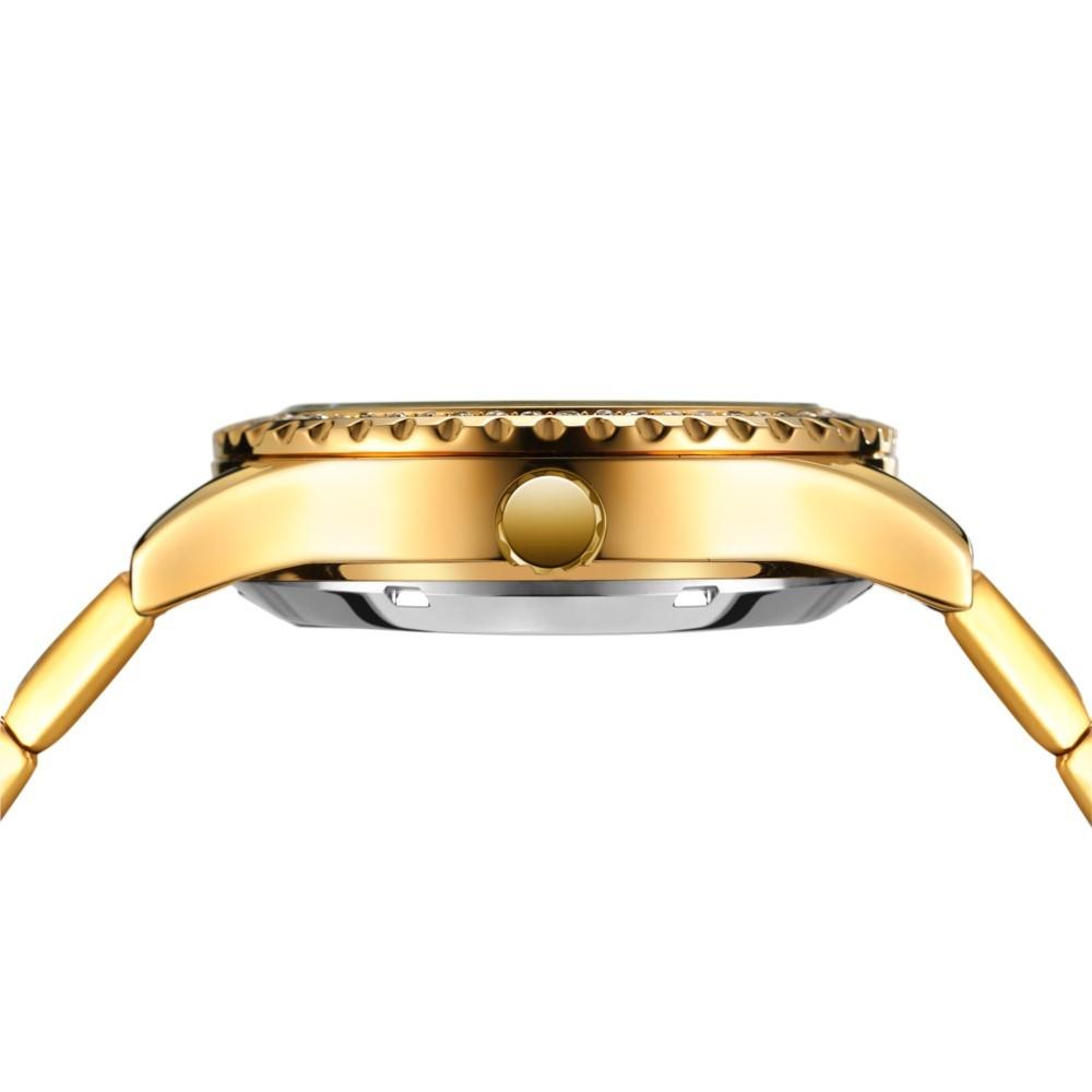 Luxury Men's Gold Case Mechanical Watch with Moon Phase Stainless Steel Strap Waterproof Automatic Wristwatch for Male Fashion