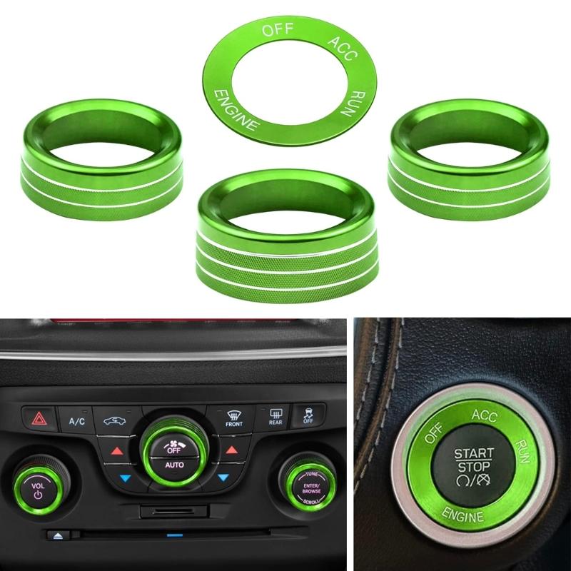 Engine Start Stop Button Switch Cover Center Console Knob Ring Radio Knob Trim