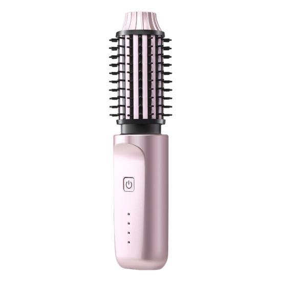 3-In-1 Hair Curling Iron Brush Portable Fast Heating Thermal Brush USB Rechargeable Travel Cordless Heated Round Brush Electric Hair Curling