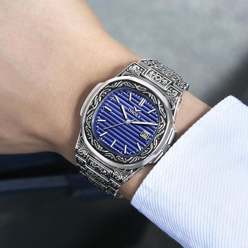 ONOLA Модные мужские часы Мужские водонепроницаемые часы со стальным ремешком