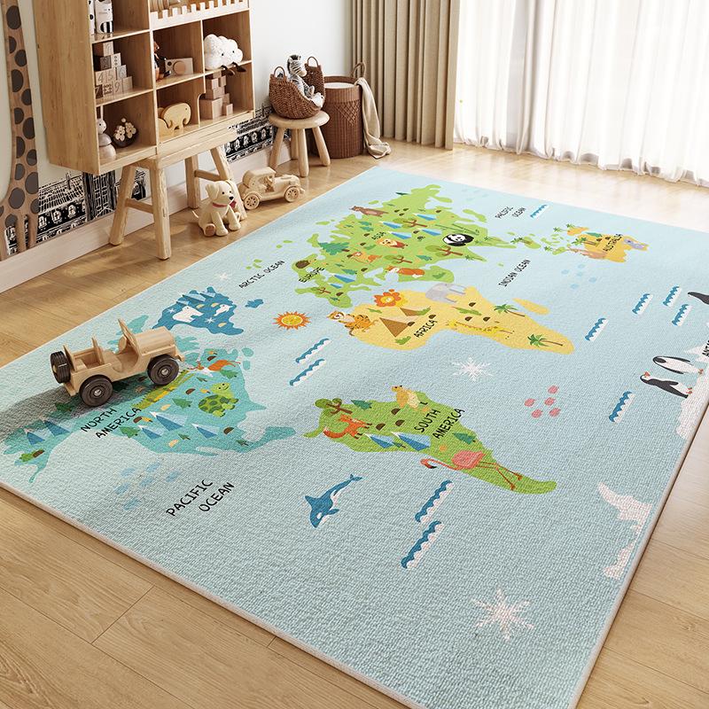 Cute Game Area Carpet World Map Traffic Road Floor Mat Indoor Anti slip Washable Carpet Home Decoration