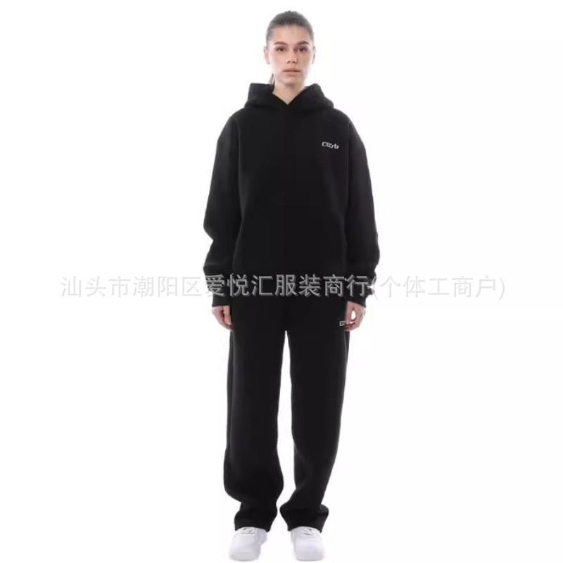 Mens Casual Hoodie Sweatshirt Set Plain Color Sports Outfit Daily