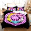 Mystical Fantasy Pattern Magic Array Duvet Cover + 2 Pillowcases, Cool Luminous Magic Circle Design Bedding Set All Season Use